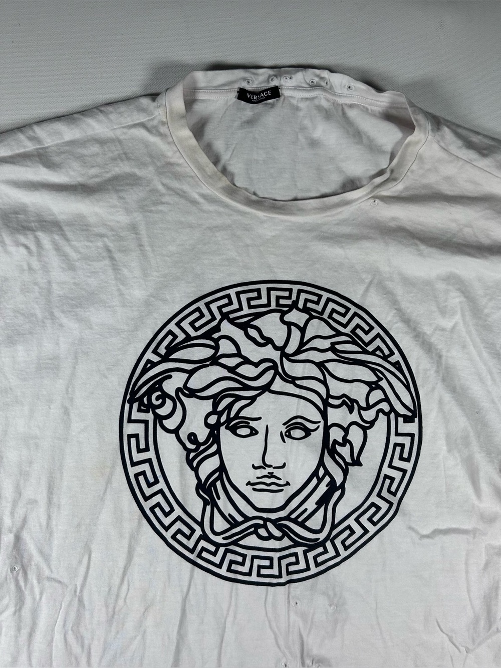 Versace Men's XXL Shirt White Medusa Distressed Marks Noted Authentic